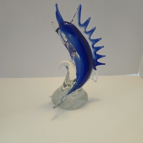 Swordfish art glass sculpture - glass,